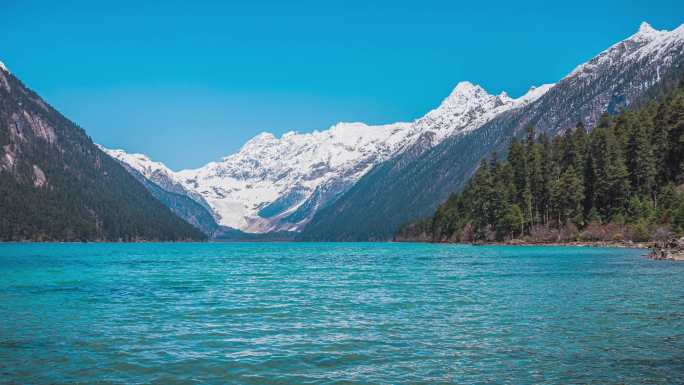 4K延时 林芝巴松措 玛尼堆湖泊森林雪山