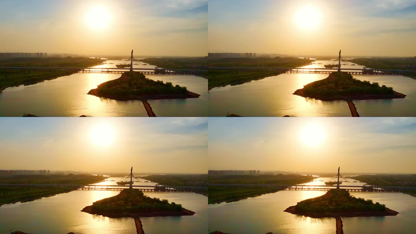 石家庄滹沱河夕阳湿地水系复兴大街大桥