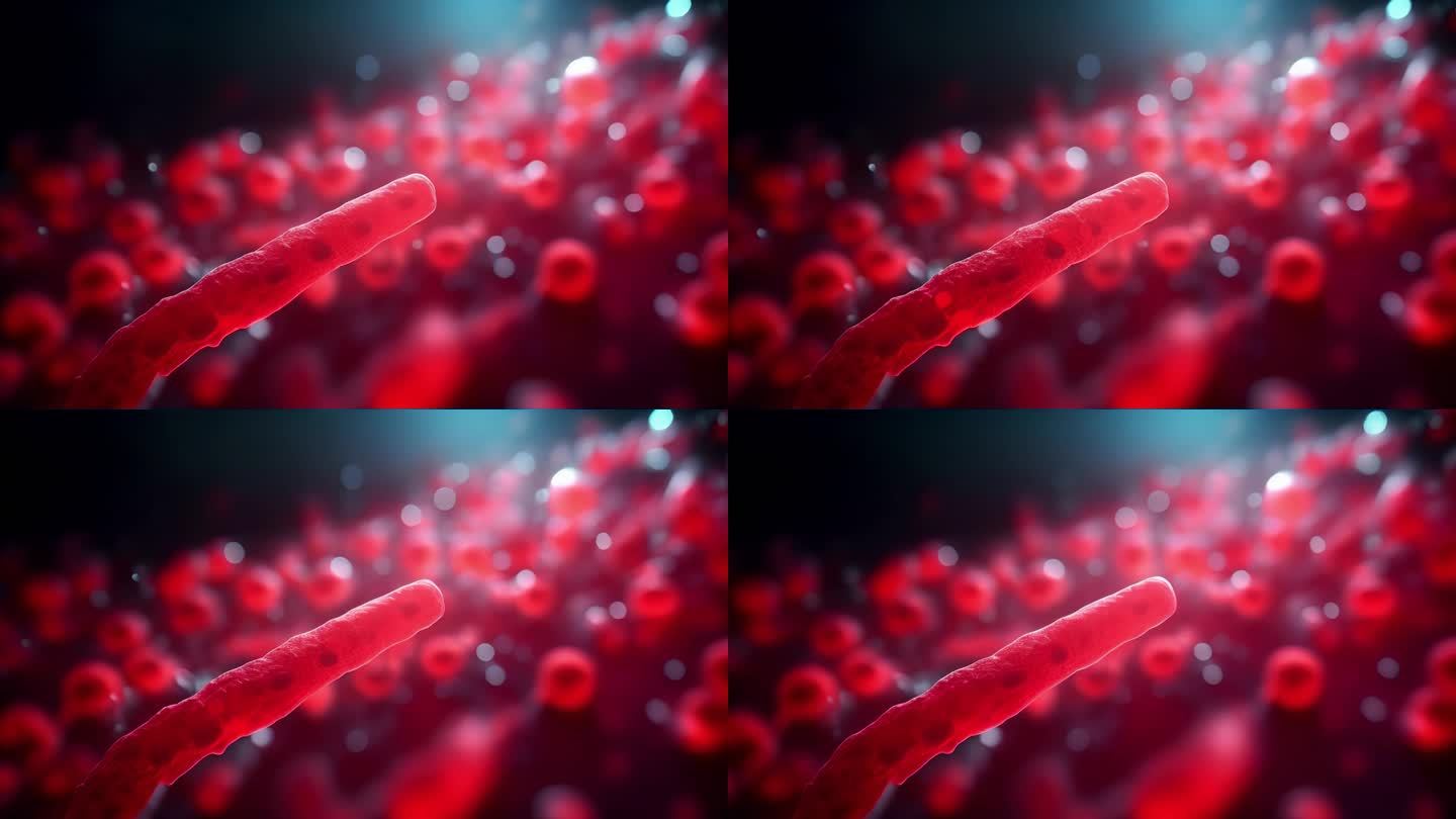 单红色杆状细菌细胞血管图像 AI摄影