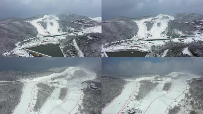 4K高空航拍安吉云上草原滑雪场大场景空镜