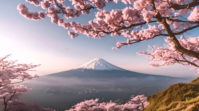 富士山樱花