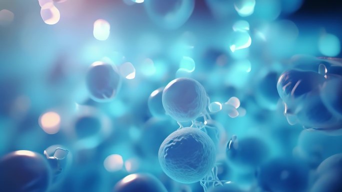 天蓝色化学物质散布在细菌细胞周围AI