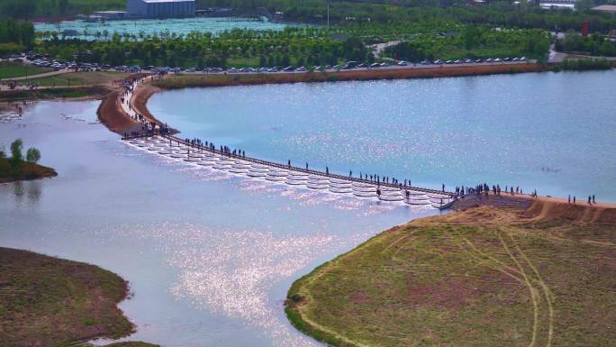 石家庄滹沱河湿地水系鱼鳞坝