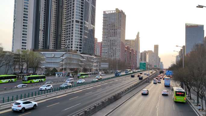 北京国贸CBD国贸桥傍晚车流