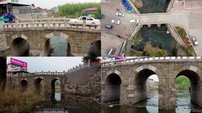 4K航拍滦州榛子镇响水桥古建筑历史拱桥