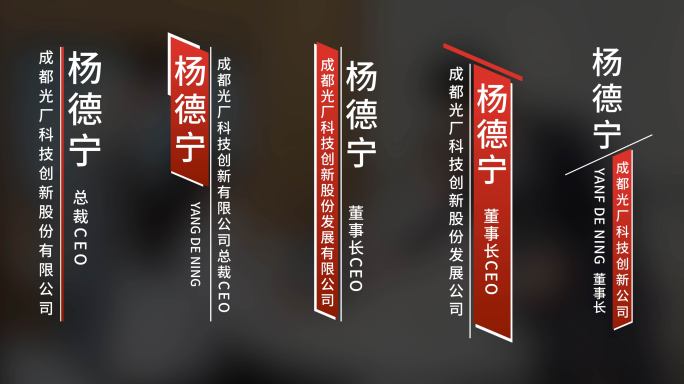 红色简约商务人名条字幕条