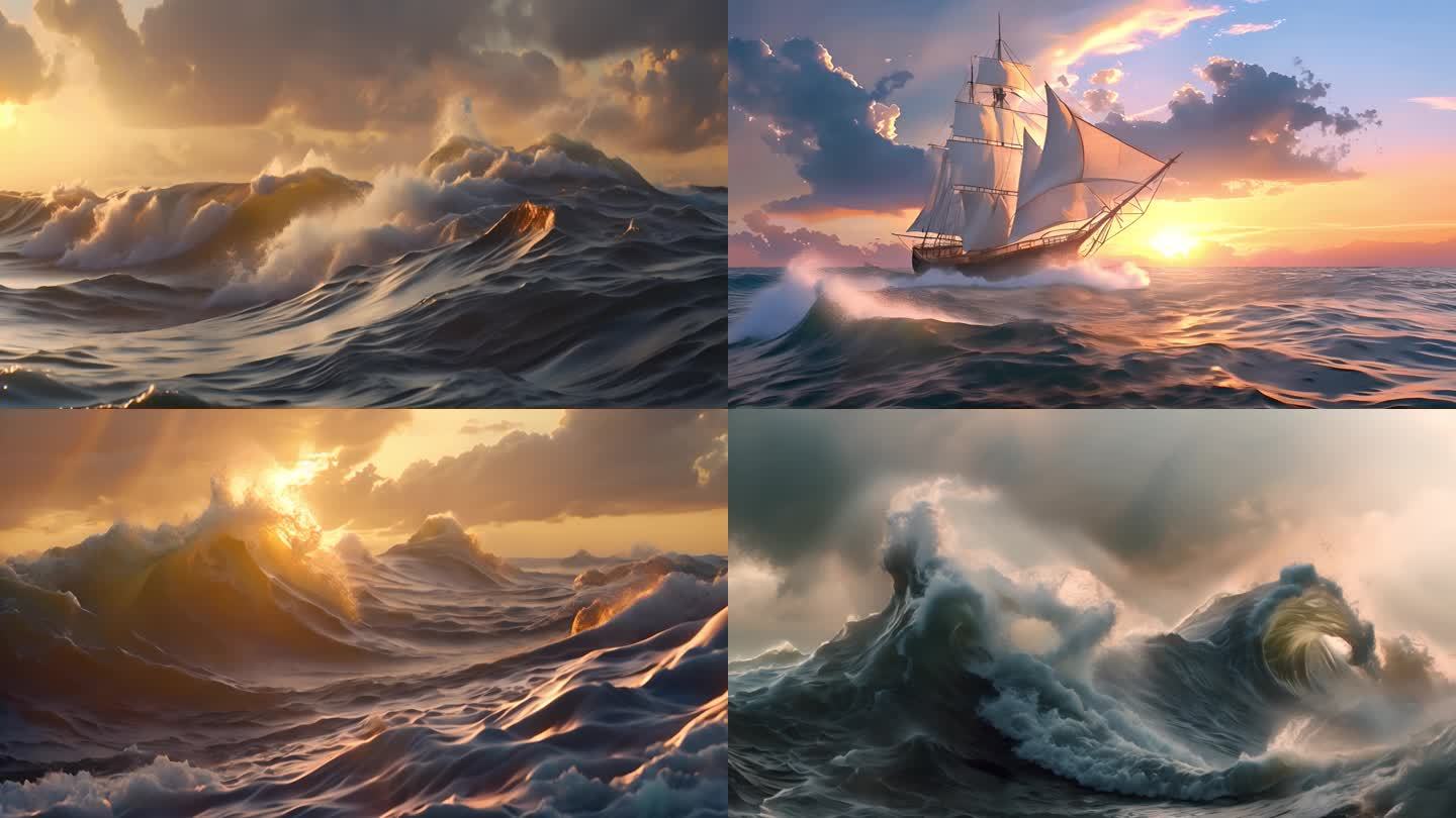 帆船海浪高清素材视频