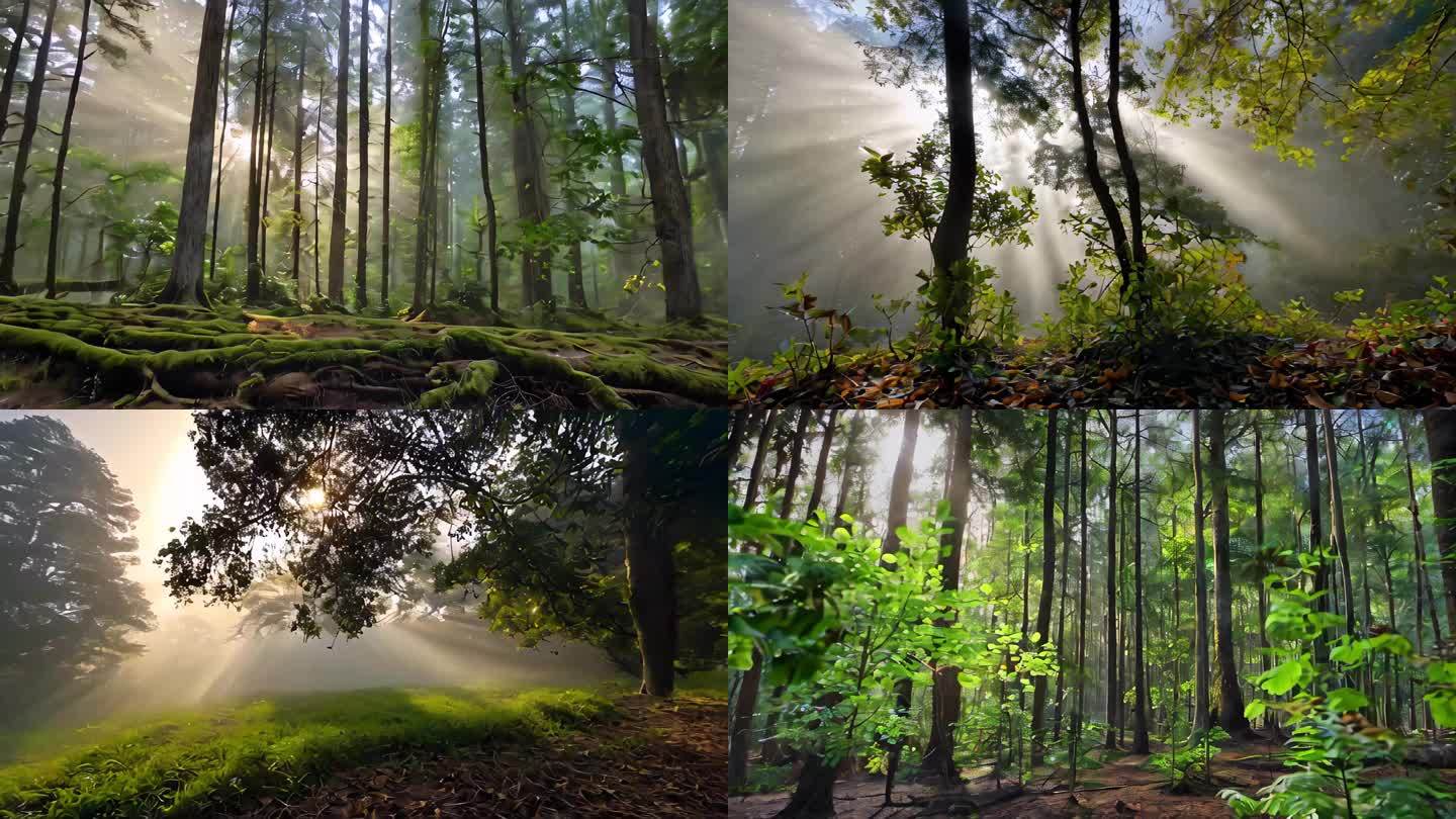 迷雾森林热带雨林早晨山林自然写生原始深林