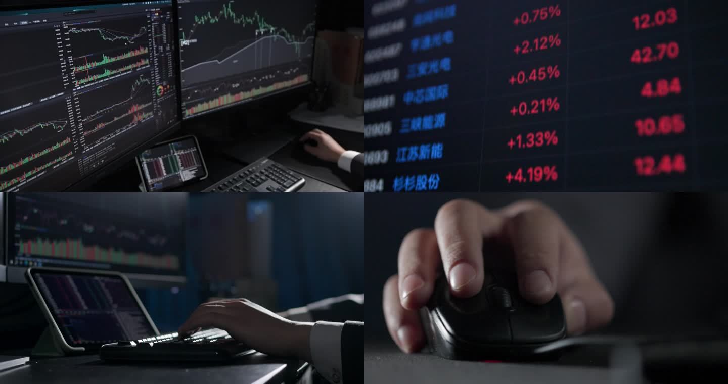 股票交易员操作电脑金融市场股票投资经济