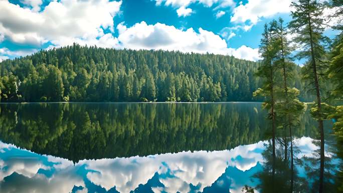 湖泊森林空镜头