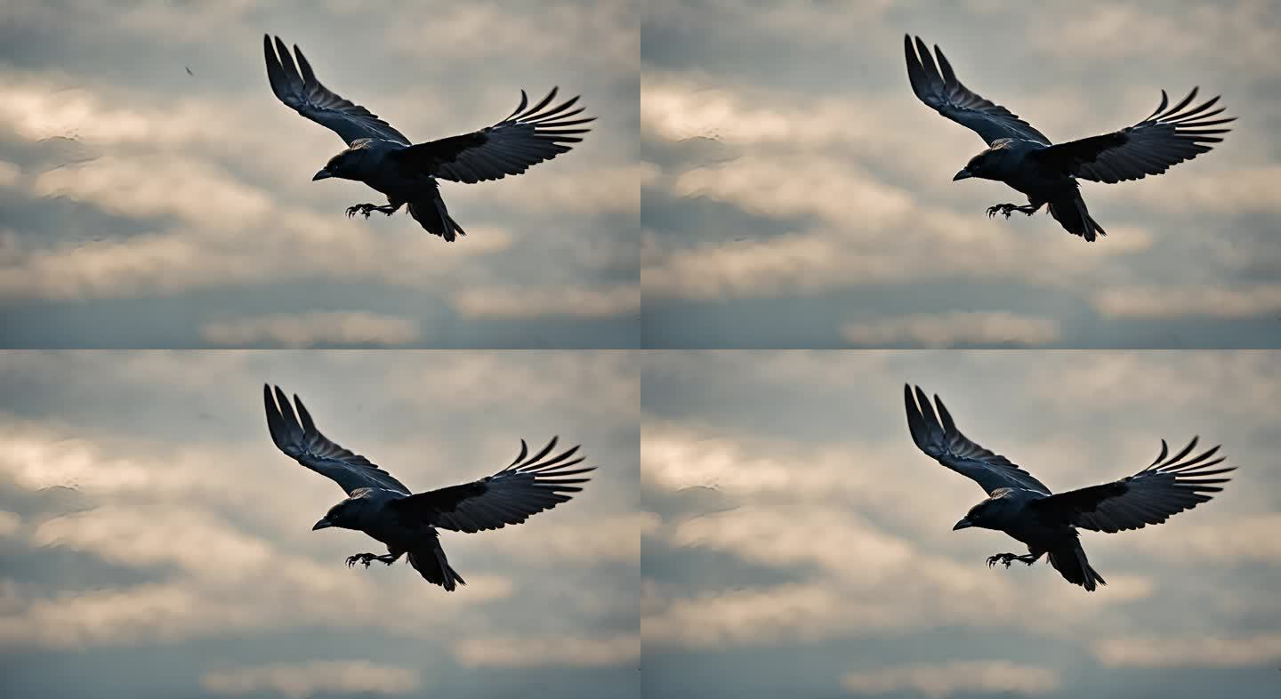 渡鸦天空中飞翔的鸟鹰