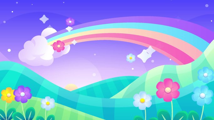 多彩卡通彩虹花朵儿童背景