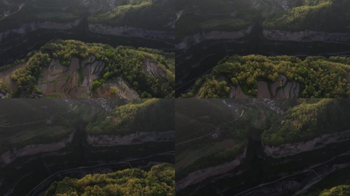 悬崖梯田汉中人文景观汉中旅游宣传挂壁公路