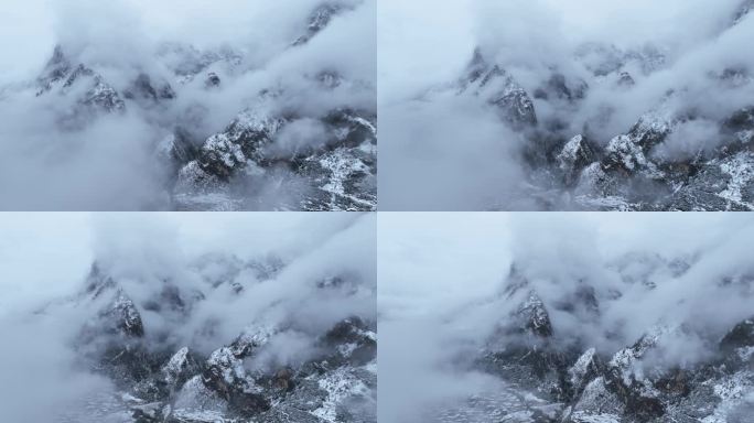 甘肃甘南迭部扎尕那航拍雪景4K