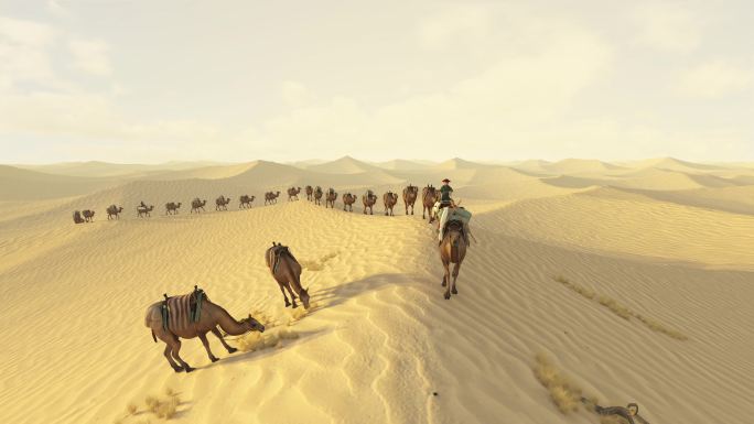 丝绸之路 一带一路 沙漠骆驼队