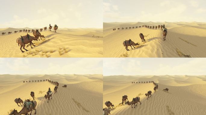 丝绸之路 一带一路 沙漠骆驼队