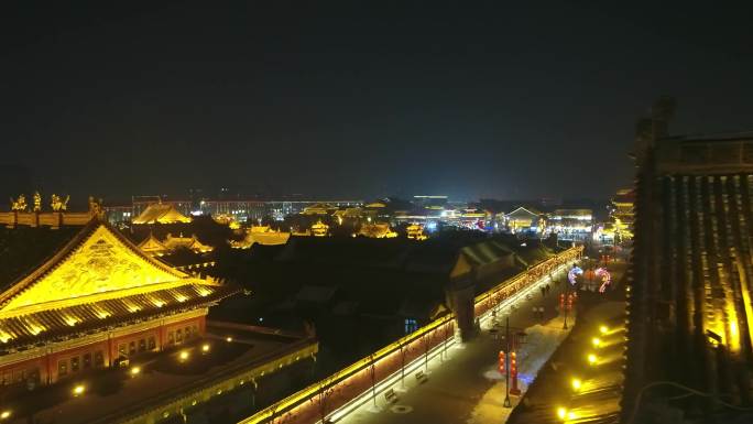 呼和浩特大召文化广场夜景航拍