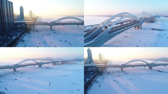 哈尔滨网红铁路桥的冬天