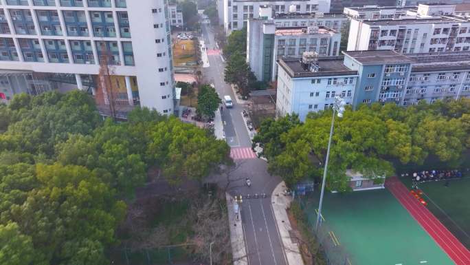 上海杨浦区同济大学本部航拍校园风景风光