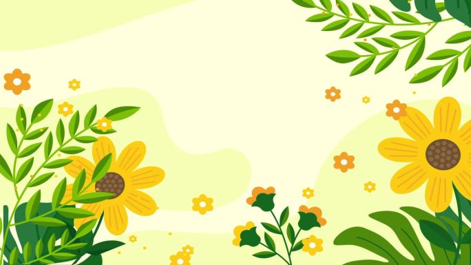 清新植物卡通叶子小花朵绿色背景