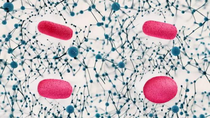微观：红色细菌细胞与分子结构的AI摄影