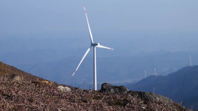 山区大山风电场清洁能源大风车