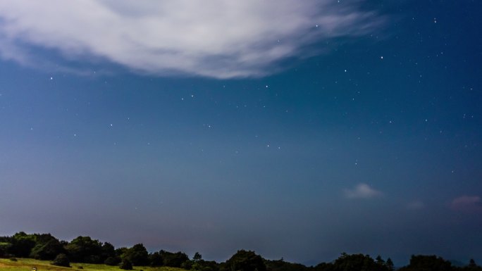 草地夜晚星空延时