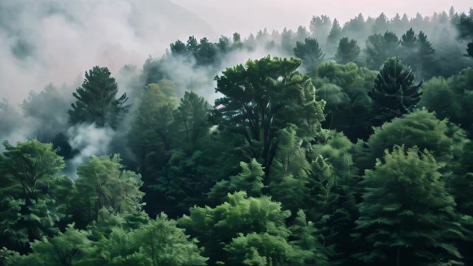 云雾原始森林大自然航拍动画
