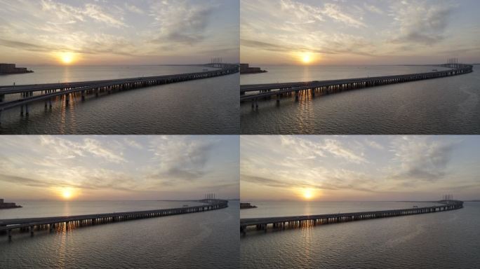 夕阳下的跨海大桥