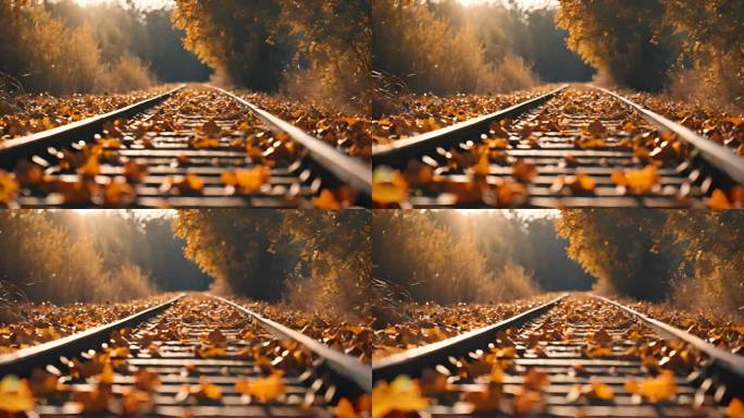 铁路秋天落叶