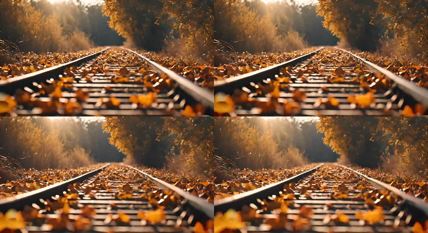 铁路秋天落叶