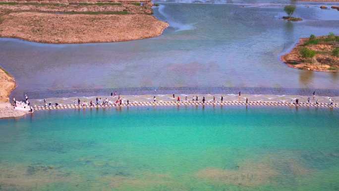 石家庄滹沱河湿地水系鱼鳞坝