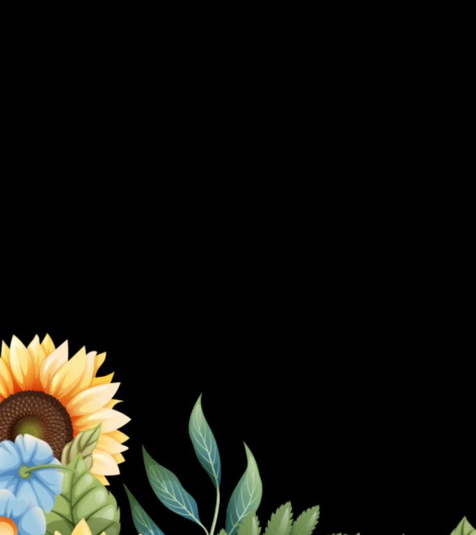 竖版自媒体手绘向日葵花朵边框遮罩