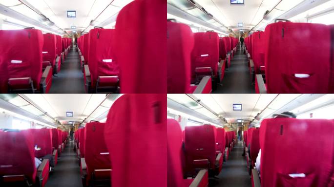 高铁动车火车春运乘客乘车车厢视频素材空镜
