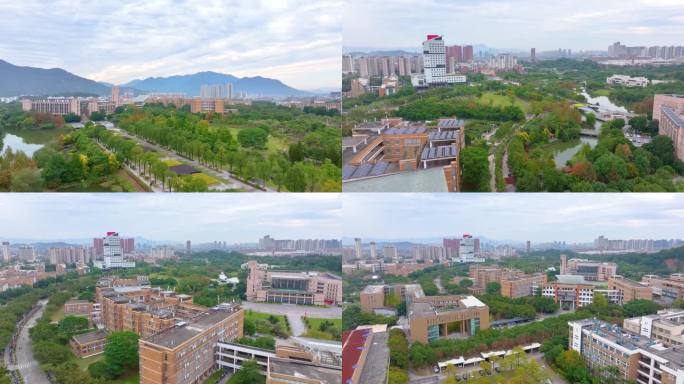 福州大学旗山校区航拍校园风景风光