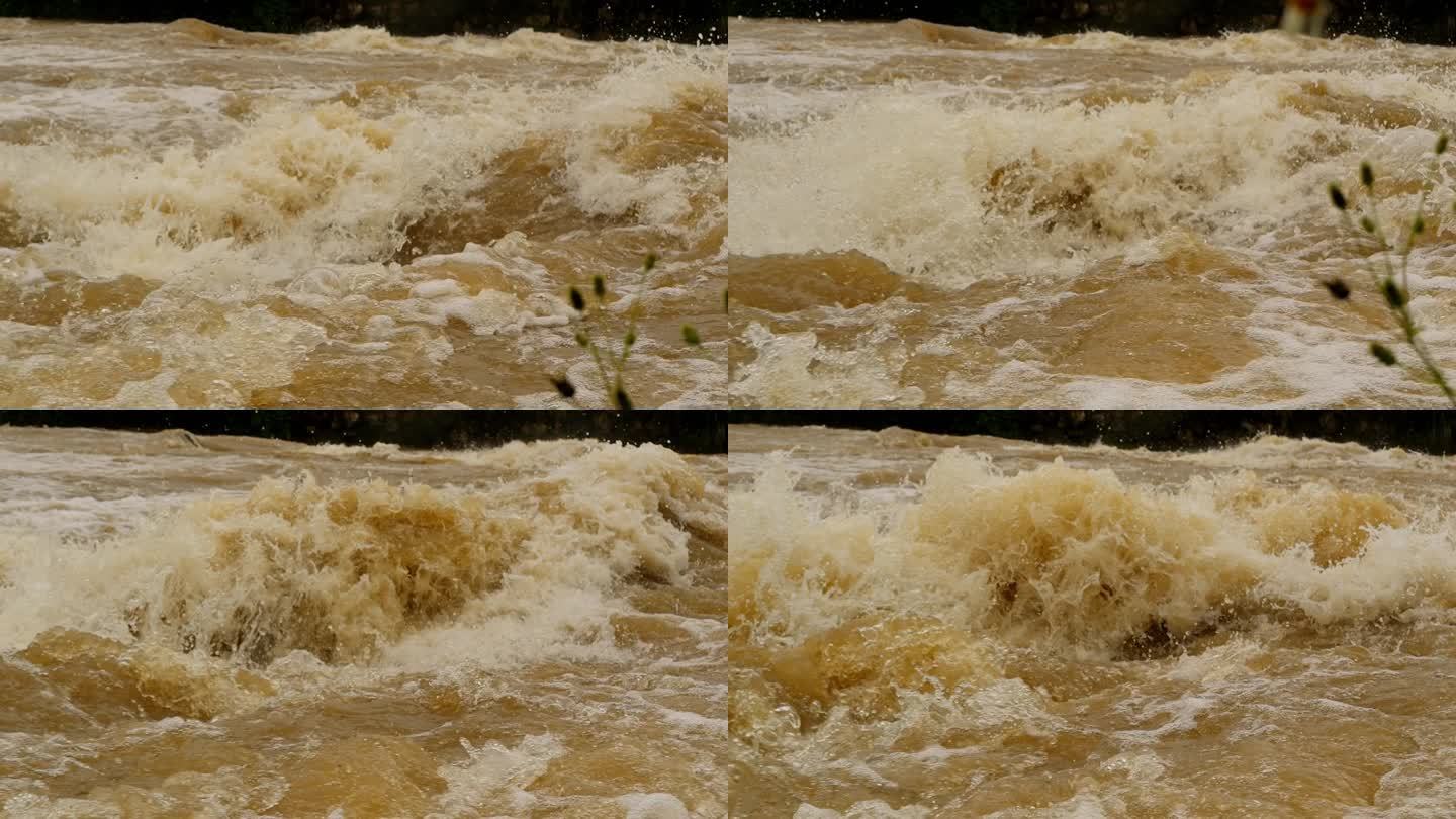 洪涝洪水浑浊洪流波浪波涛水灾自然灾害