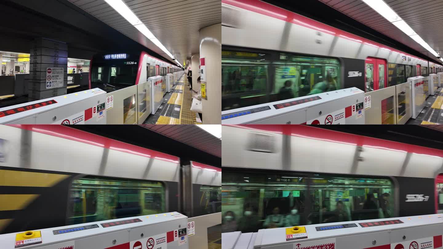 日本东京地铁列车进站