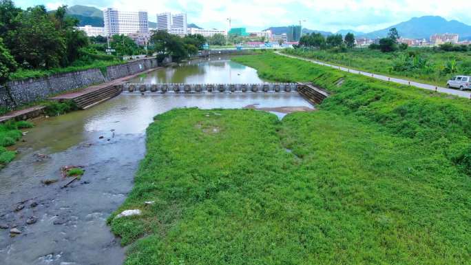 河道航拍水污染河道治理水污染治理河流堵塞