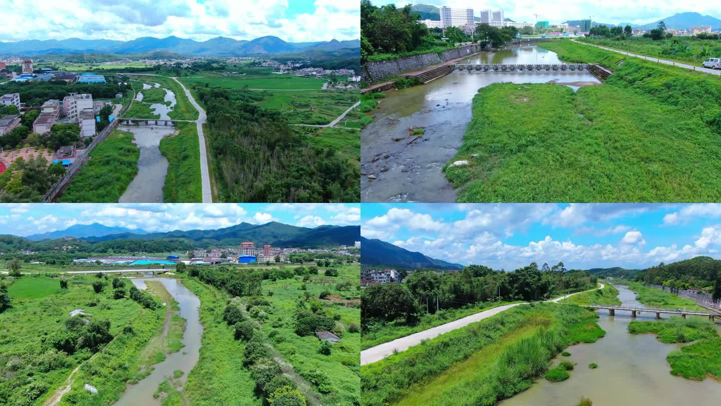 河道航拍水污染河道治理水污染治理河流堵塞