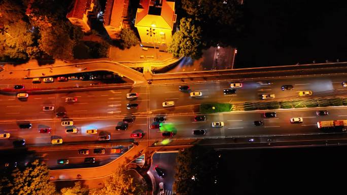 广州海印桥车流夜景4K多角度航拍