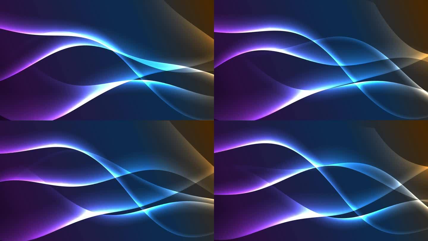 紫蓝曲线光效抽象波浪线条背景