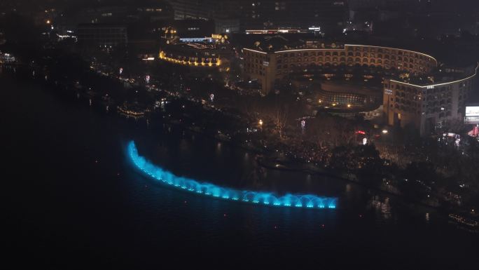 杭州西湖音乐喷泉君悦酒店夜景