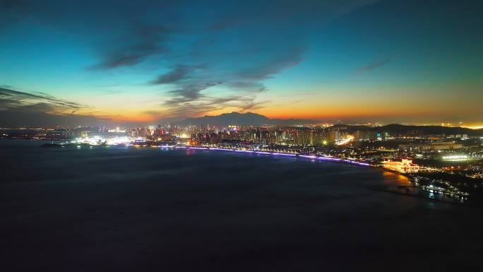 青岛黄岛区夜景航拍