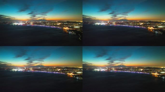 青岛黄岛区夜景航拍