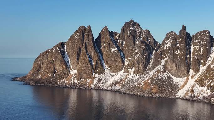 4K航拍北欧挪威塞尼亚岛自然风光