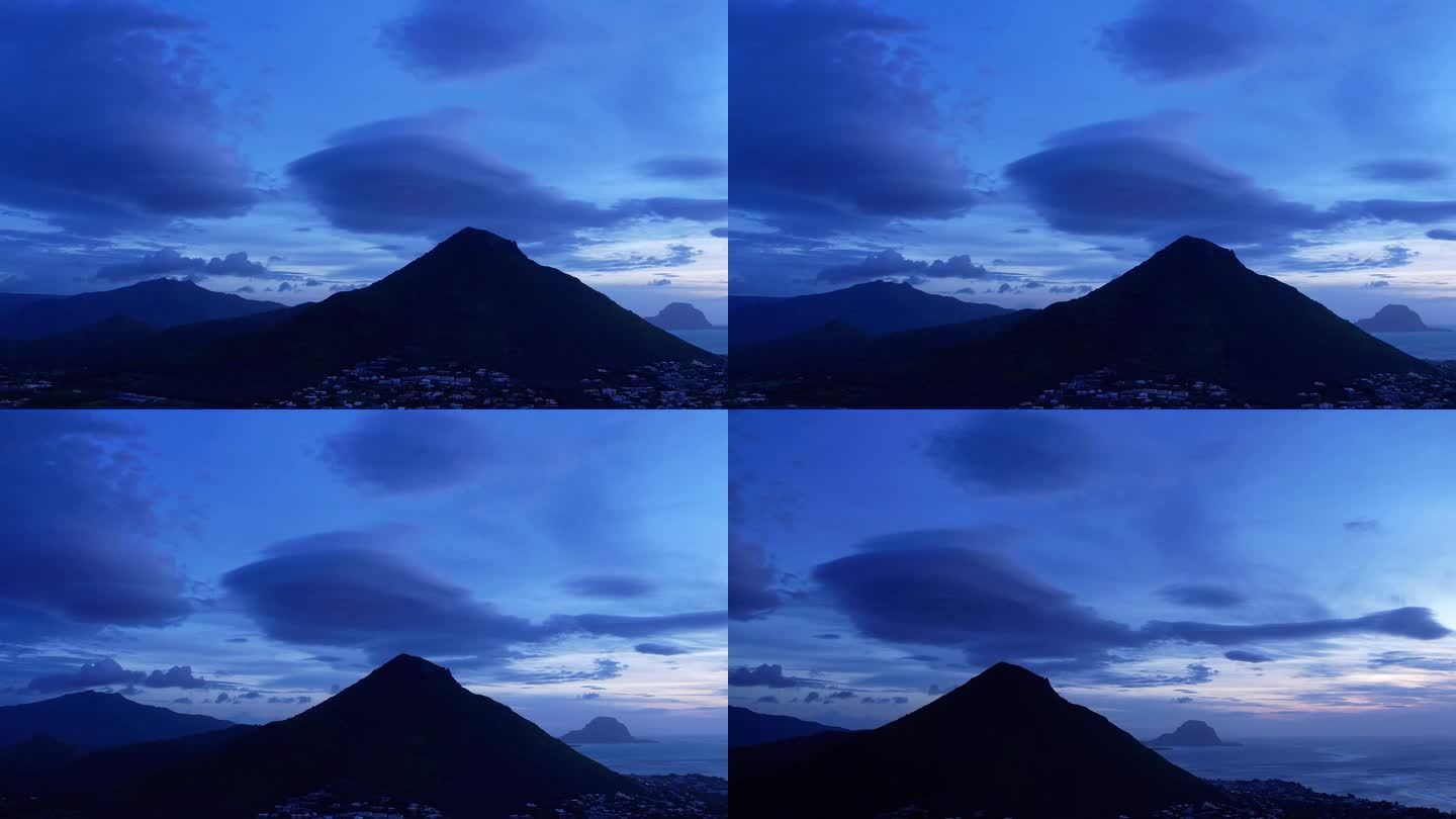 山峰 上的云朵，唯美毛里求斯景观