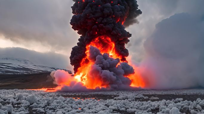 火山爆发爆炸岩浆火山爆发