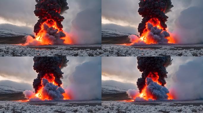 火山爆发爆炸岩浆火山爆发