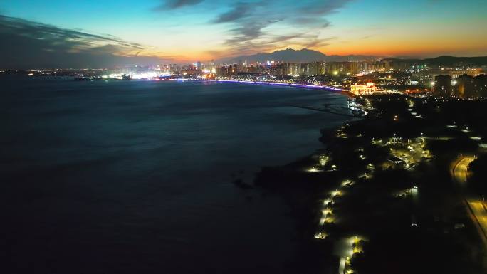 青岛黄岛区夜景航拍