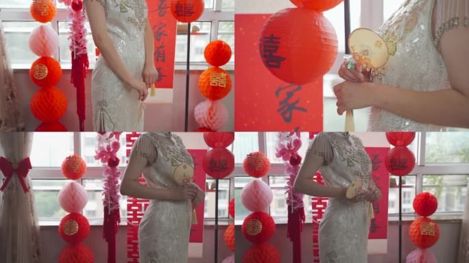 中式扇子新娘秀禾服